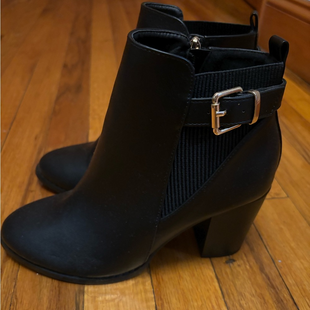 Black Ankle Booties with Gold hardware